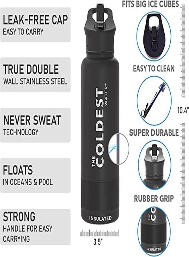 The Coldest Water Bottles | 48+ Hours Hot and Cold | Leak Proof | FDA Approved | Insulated Dual Walled | Stainless Steel Bottle with Sipper| Perfect for Gym, Office, Travel, (Matte Black, 32 OZ) - Image 3